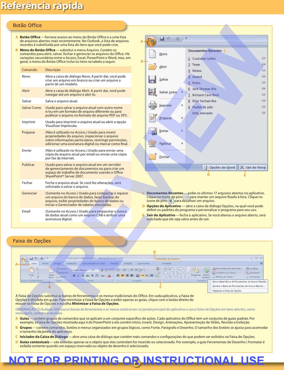 ontém os comandos para abrir, salvar, fechar e gerenciar os arquivos do Office.