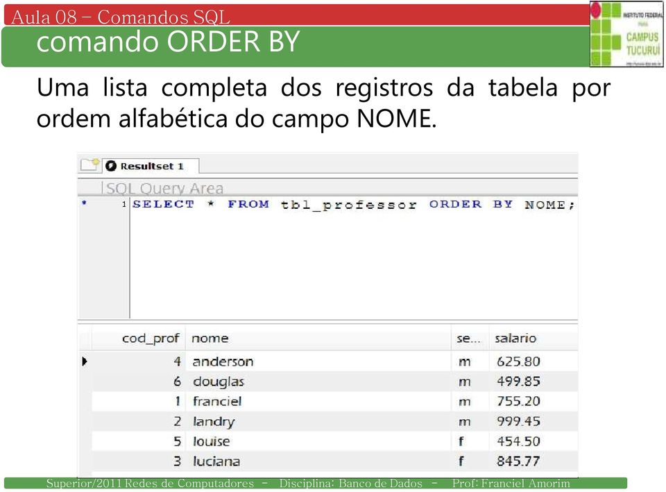 registros da tabela por