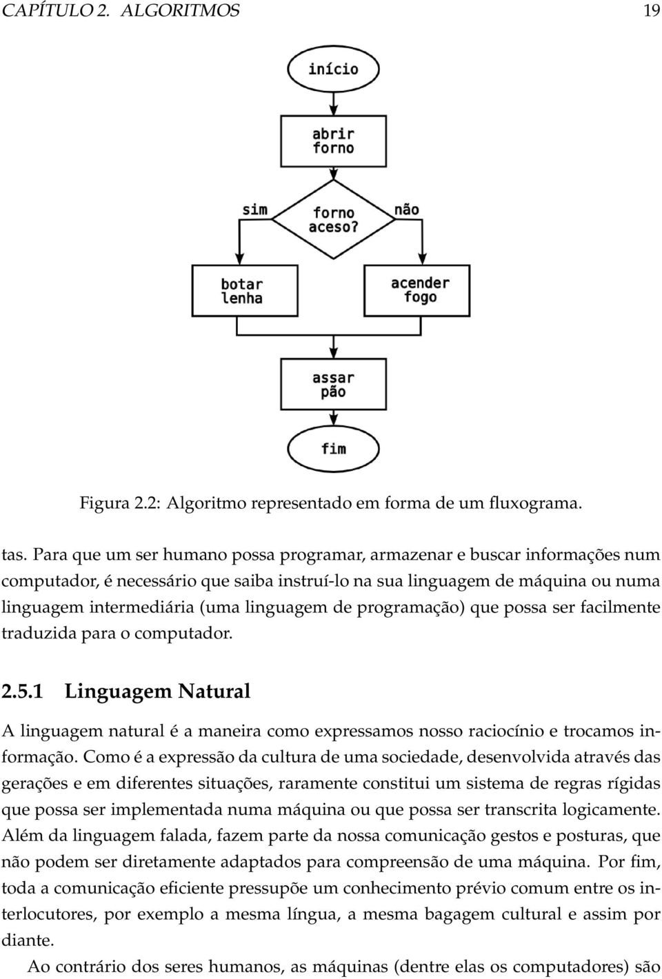 programação) que possa ser facilmente traduzida para o computador. 2.5.1 Linguagem Natural A linguagem natural é a maneira como expressamos nosso raciocínio e trocamos informação.