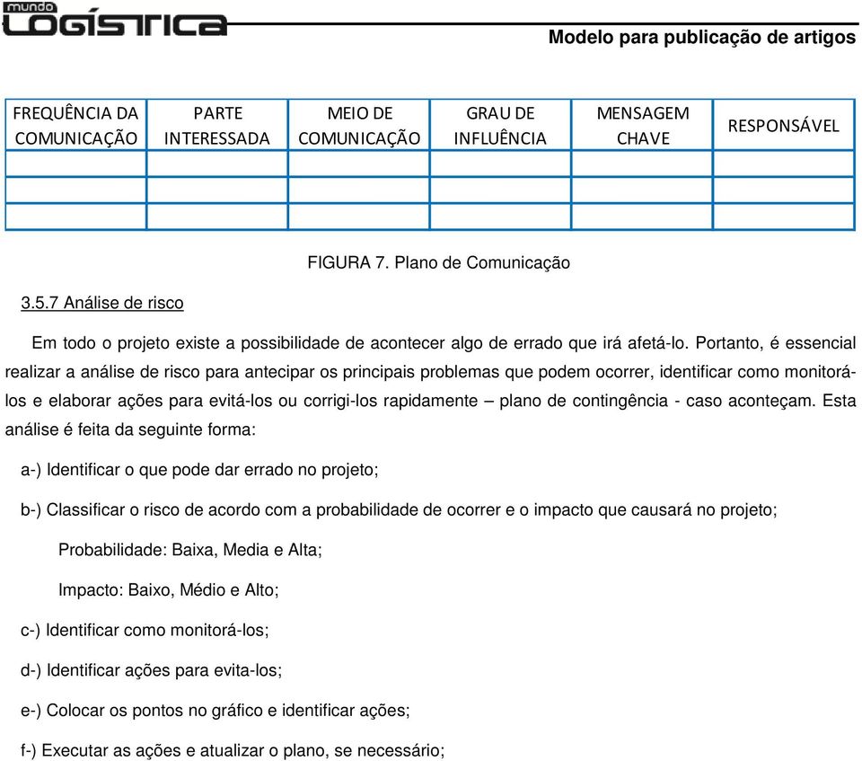 Portanto, é essencial realizar a análise de risco para antecipar os principais problemas que podem ocorrer, identificar como monitorálos e elaborar ações para evitá-los ou corrigi-los rapidamente