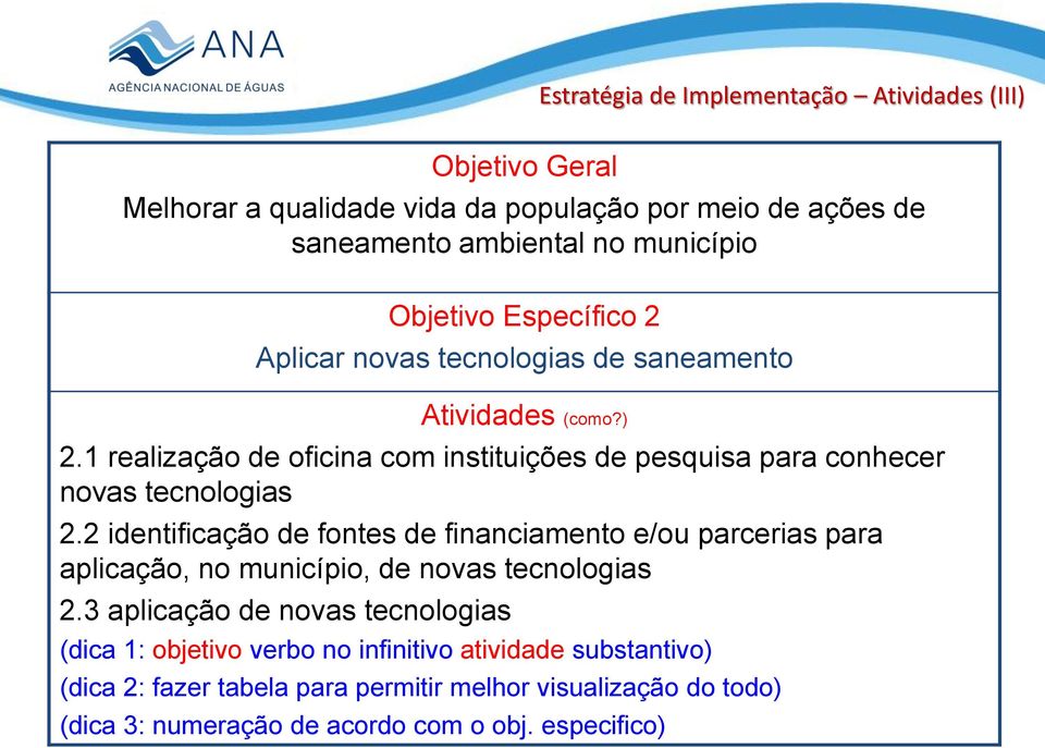 1 realização de oficina com instituições de pesquisa para conhecer novas tecnologias 2.