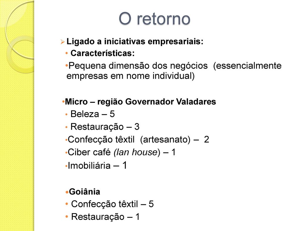 região Governador Valadares Beleza 5 Restauração 3 Confecção têxtil