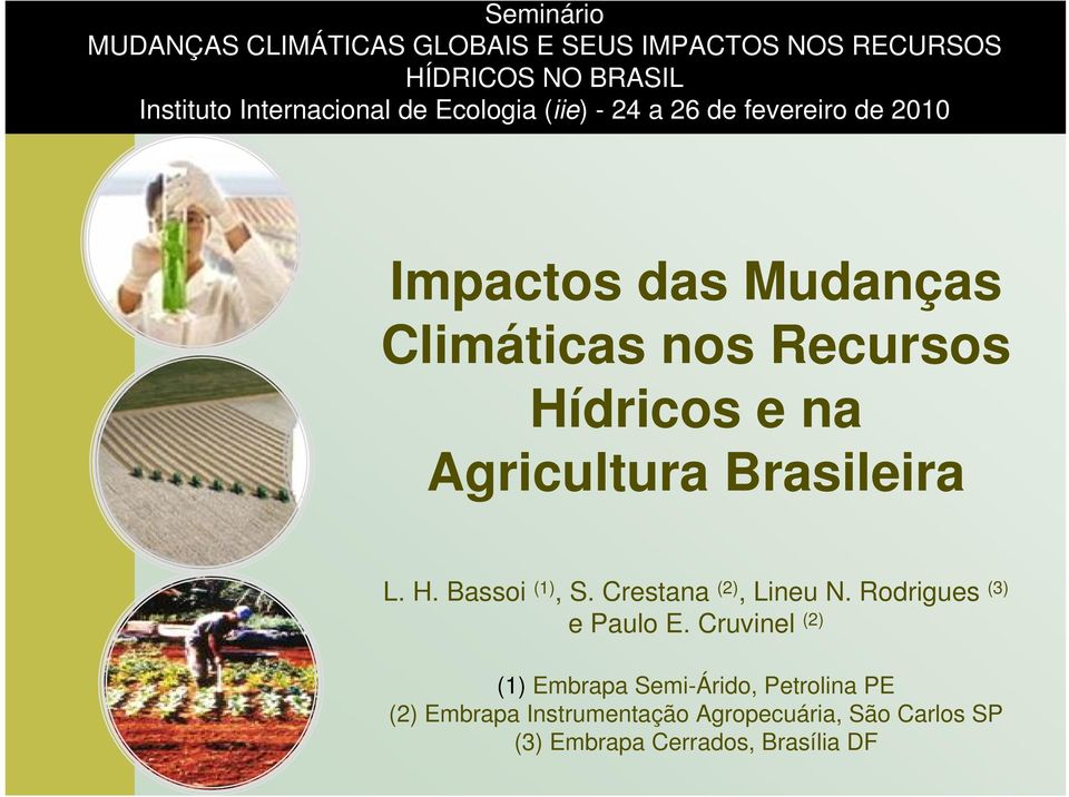 Agricultura Brasileira L. H. Bassoi (1), S. Crestana (2), Lineu N. Rodrigues (3) e Paulo E.