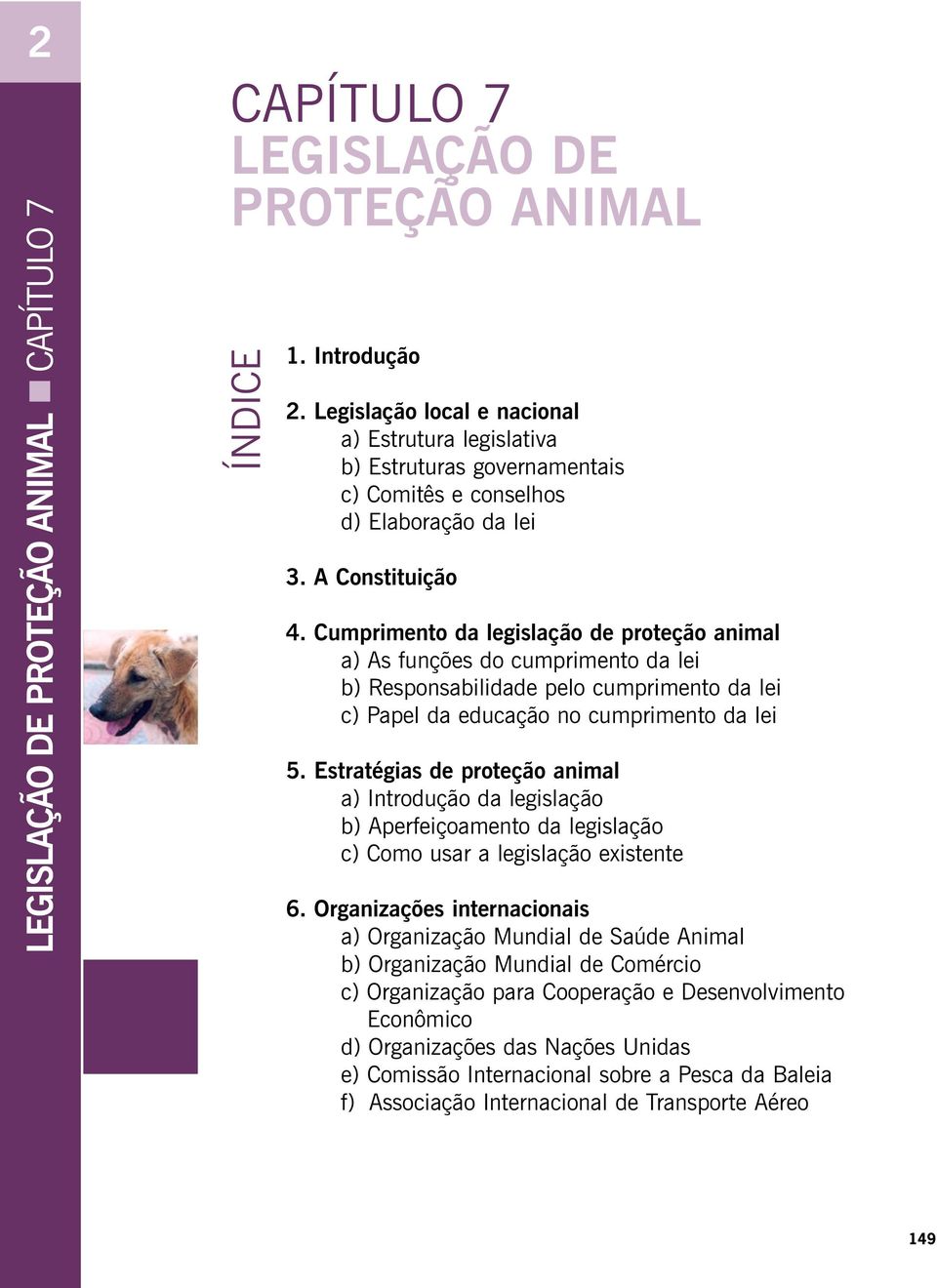 Estratégias de proteção animal a) Introdução da legislação b) Aperfeiçoamento da legislação c) Como usar a legislação existente 6.