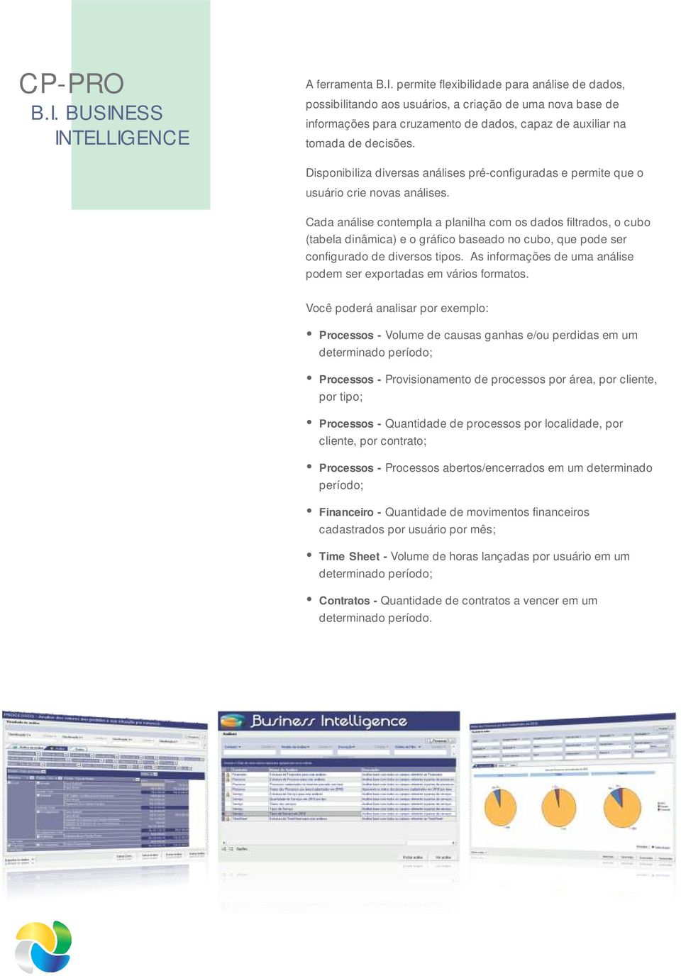 Cada análise contempla a planilha com os dados filtrados, o cubo (tabela dinâmica) e o gráfico baseado no cubo, que pode ser configurado de diversos tipos.