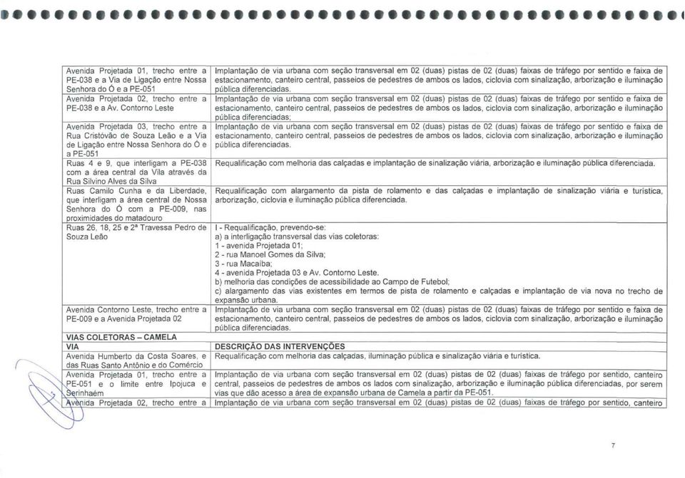que interligam a PE-038 com a área central da Vila através da Rua Silvino Alves da Silva Ruas Camilo Cunha e da Liberdade, que interligam a área central de Nossa Senhora do Ó com a PE-009, nas