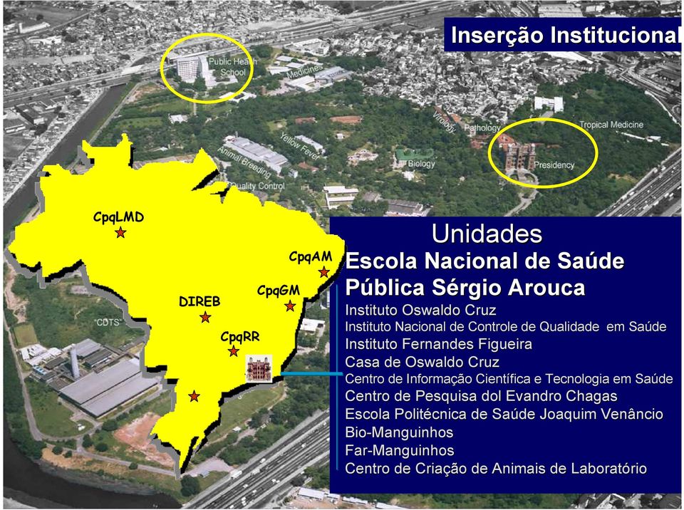 Oswaldo Cruz Centro de Informação Científica e Tecnologia em Saúde Centro de Pesquisa dol Evandro Chagas Escola