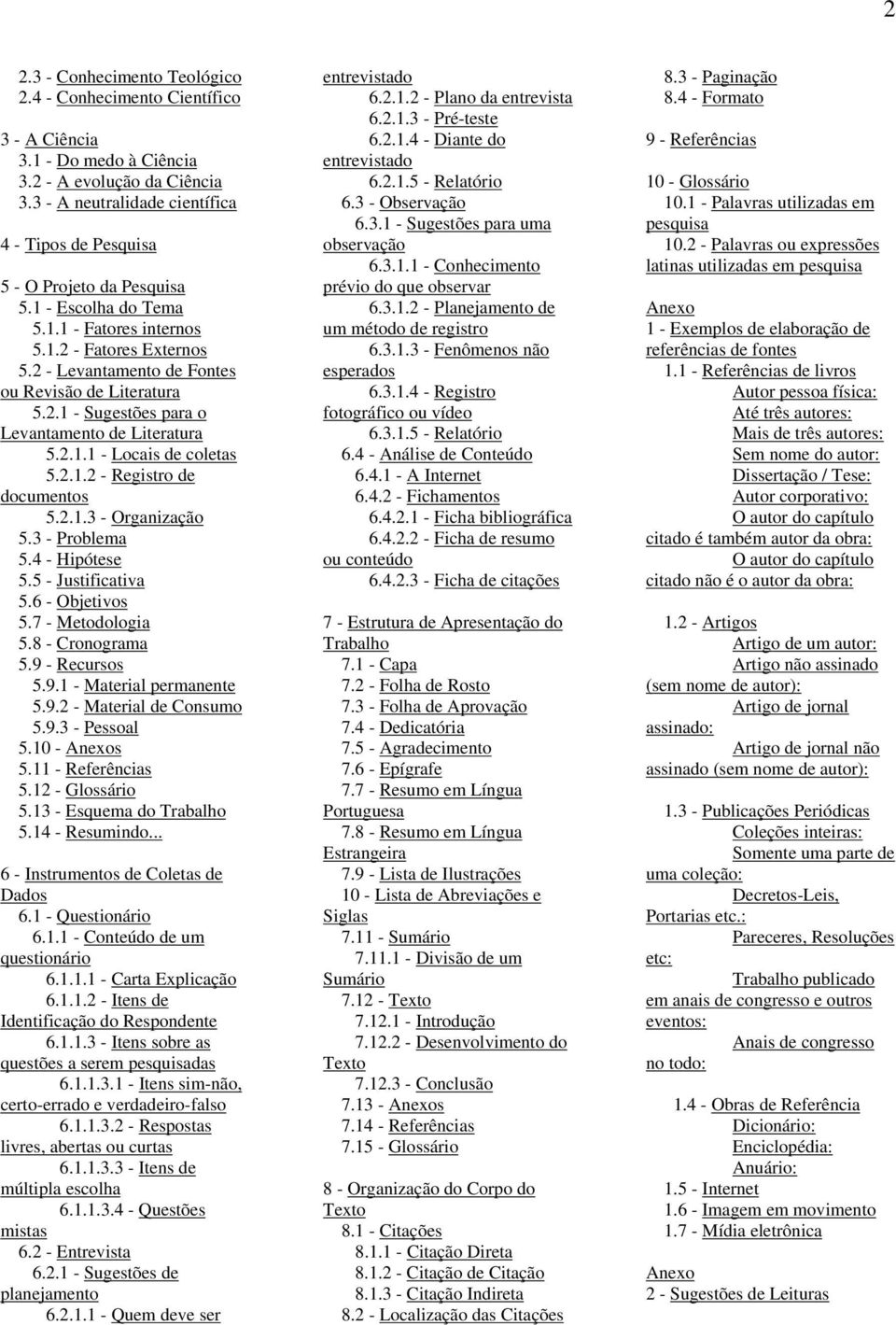 2 - Levantamento de Fontes ou Revisão de Literatura 5.2.1 - Sugestões para o Levantamento de Literatura 5.2.1.1 - Locais de coletas 5.2.1.2 - Registro de documentos 5.2.1.3 - Organização 5.