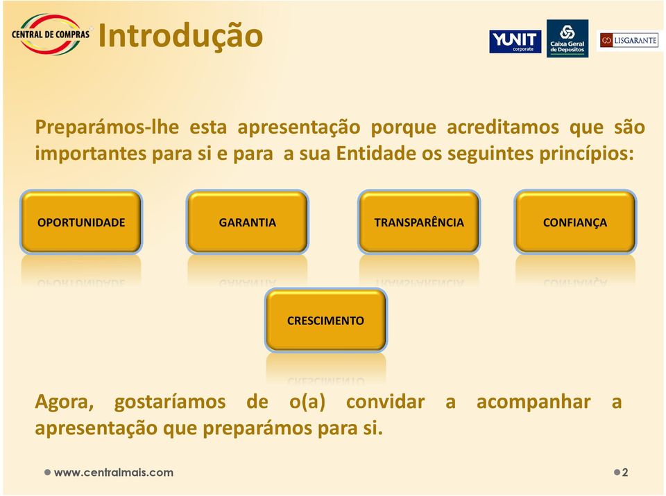 OPORTUNIDADE GARANTIA TRANSPARÊNCIA CONFIANÇA CRESCIMENTO Agora,