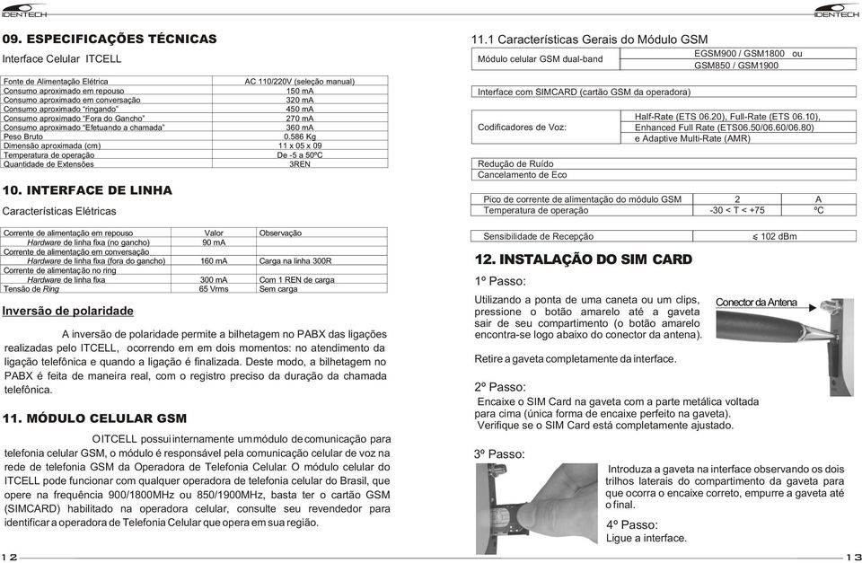 586 Kg Dimensão aproximada (cm) 11 x 05 x 09 Temperatura de operação De -5 a 50ºC Quantidade de Extensões 3REN 10.