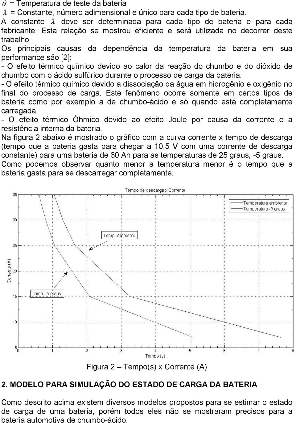 Os pricipais causas da depedêcia da temperatura da bateria em sua performace são []: - O efeito térmico químico devido ao calor da reação do chumbo e do dióxido de chumbo com o ácido sulfúrico durate