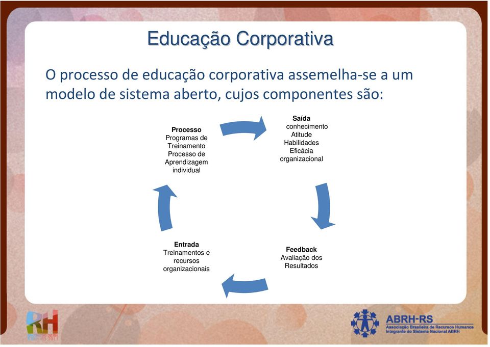 Aprendizagem individual Saída conhecimento Atitude Habilidades Eficácia