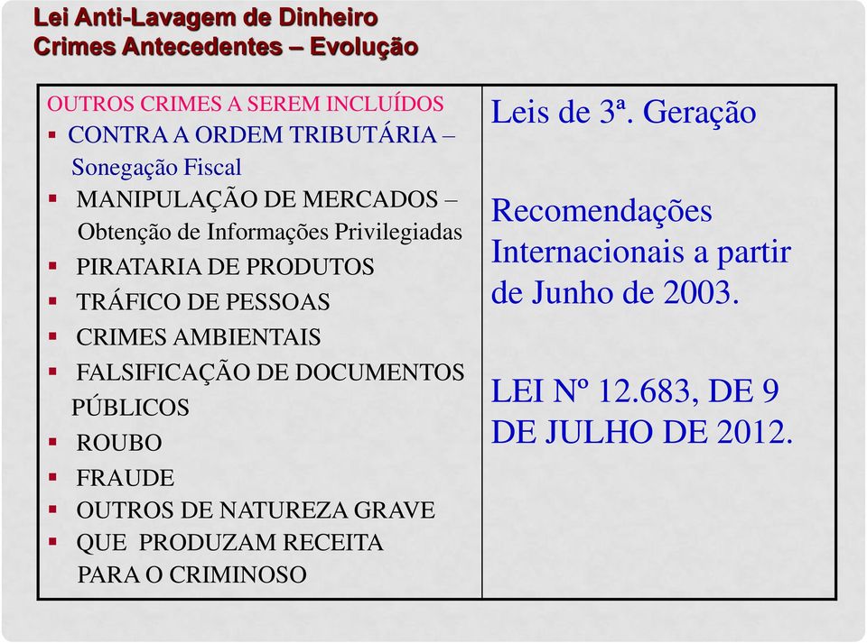 CRIMES AMBIENTAIS FALSIFICAÇÃO DE DOCUMENTOS PÚBLICOS ROUBO FRAUDE OUTROS DE NATUREZA GRAVE QUE PRODUZAM RECEITA PARA O