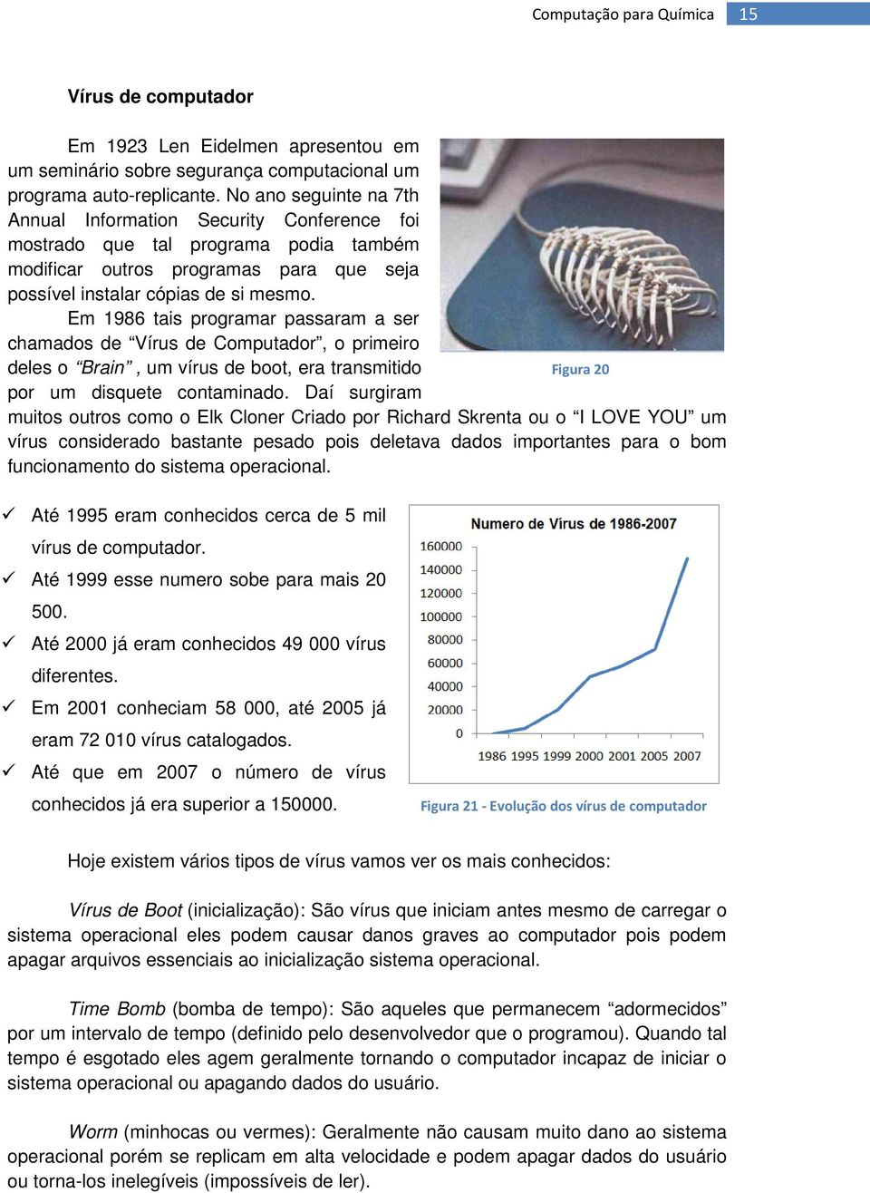 Em 1986 tais programar passaram a ser chamados de Vírus de Computador, o primeiro deles o Brain, um vírus de boot, era transmitido Figura 20 por um disquete contaminado.