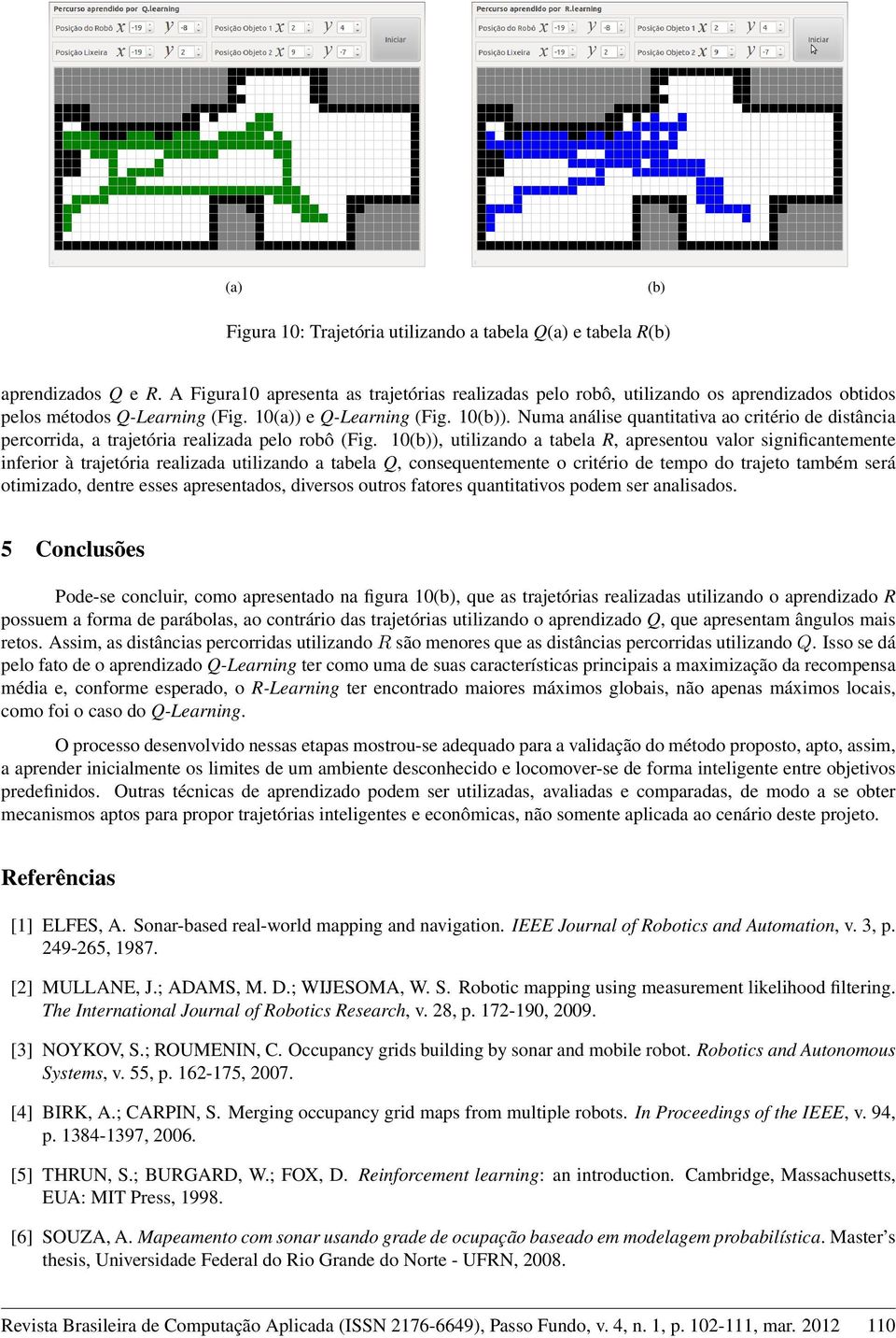 Numa análise quantitativa ao critério de distância percorrida, a trajetória realizada pelo robô (Fig.