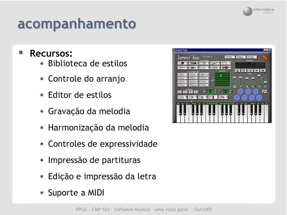Harmonização da melodia Controles de expressividade