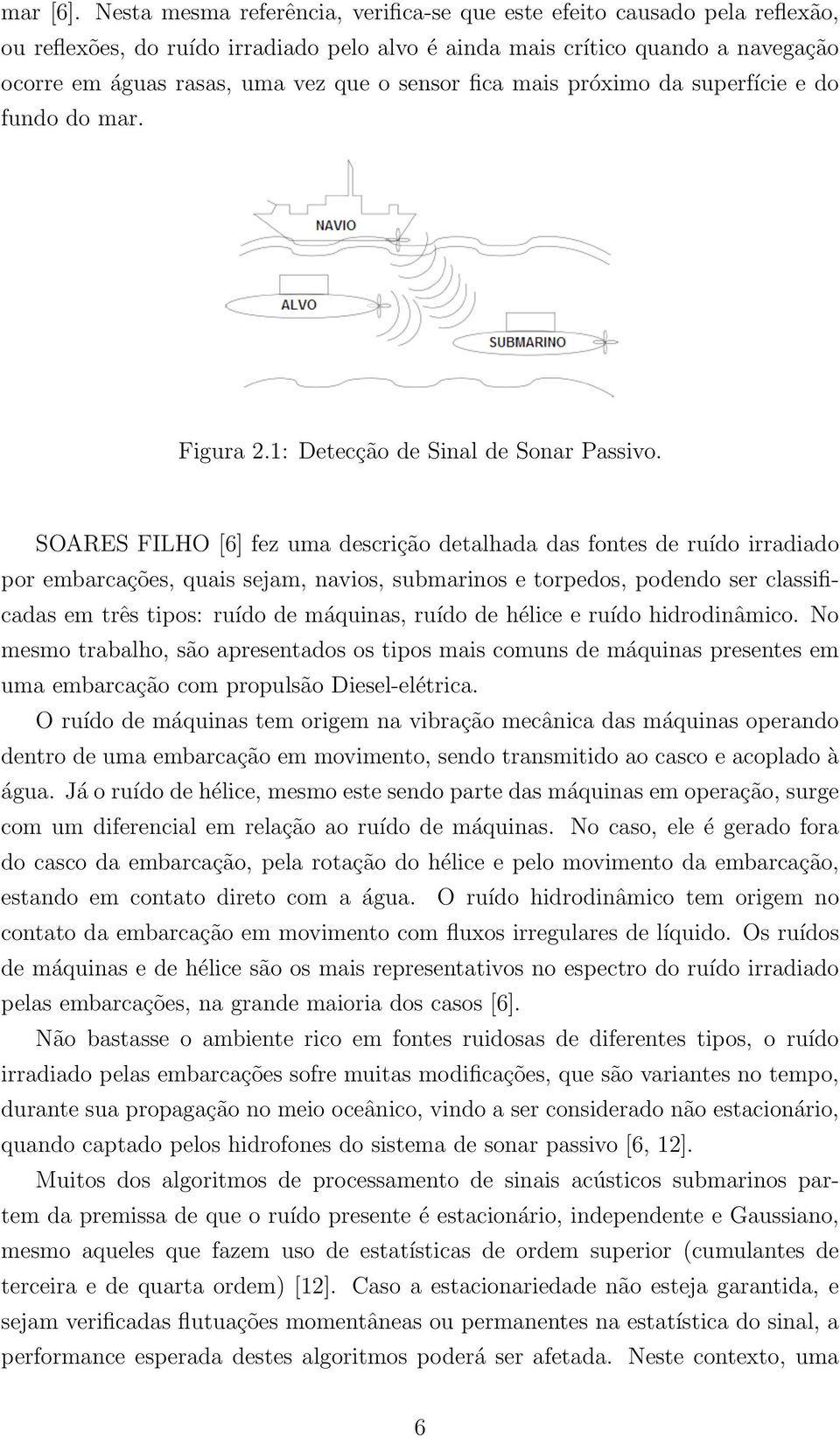 sensor fica mais próximo da superfície e do fundo do mar. Figura 2.1: Detecção de Sinal de Sonar Passivo.