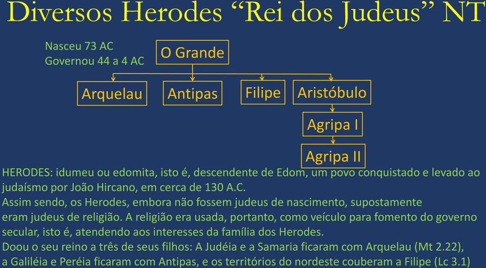 Assim sendo, os Herodes, embora não fossem judeus de nascimento, supostamente eram judeus de religião.