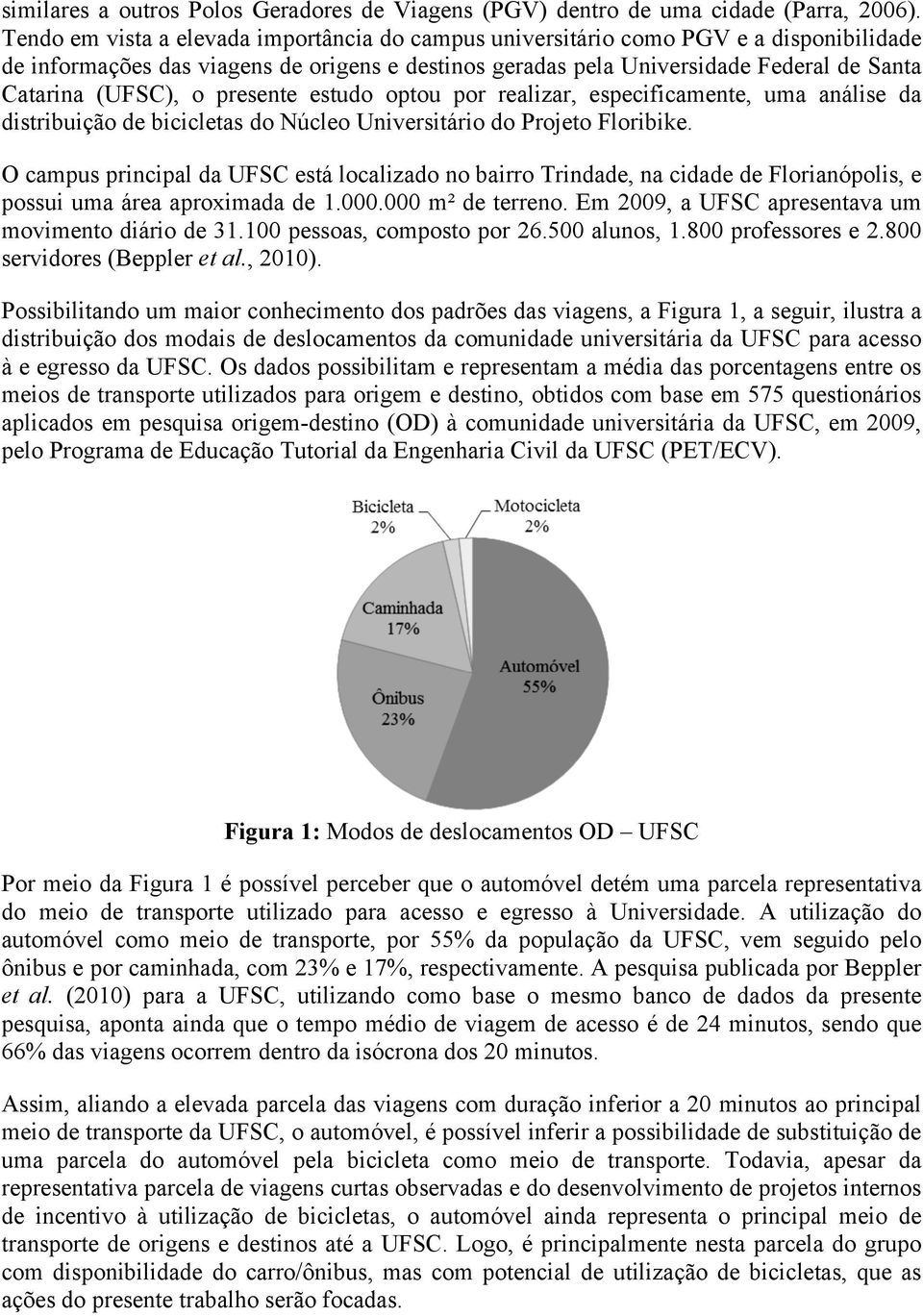 o presente estudo optou por realizar, especificamente, uma análise da distribuição de bicicletas do Núcleo Universitário do Projeto Floribike.