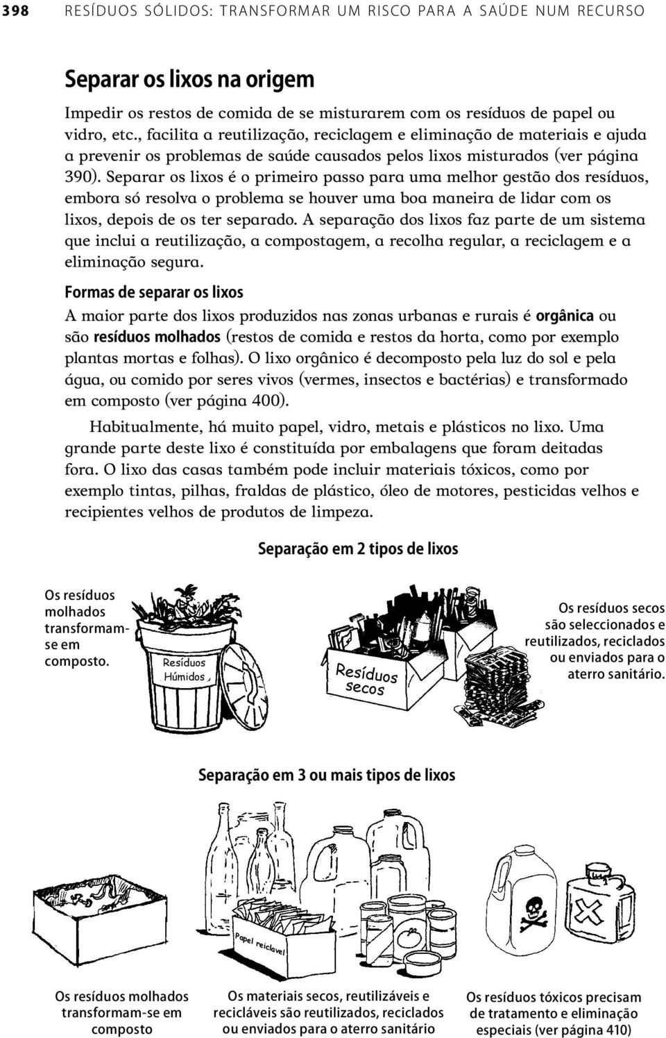 Separar os lixos é o primeiro passo para uma melhor gestão dos resíduos, embora só resolva o problema se houver uma boa maneira de lidar com os lixos, depois de os ter separado.