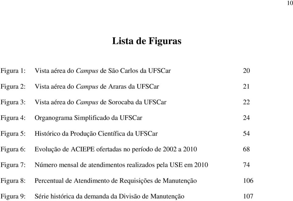 da UFSCar 54 Figura 6: Evolução de ACIEPE ofertadas no período de 2002 a 2010 68 Figura 7: Número mensal de atendimentos realizados pela USE