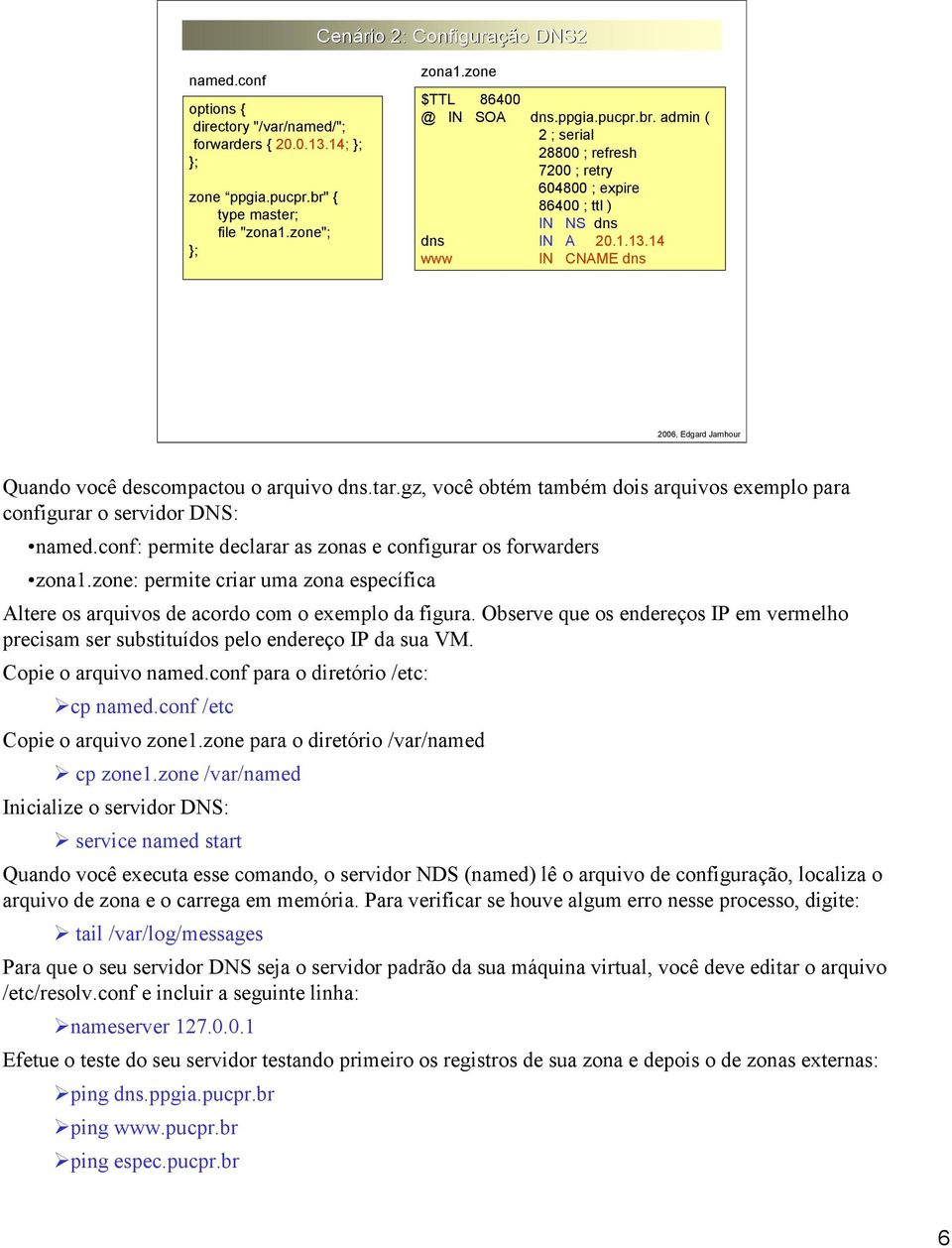 14 IN CNAME dns Quando você descompactou o arquivo dns.tar.