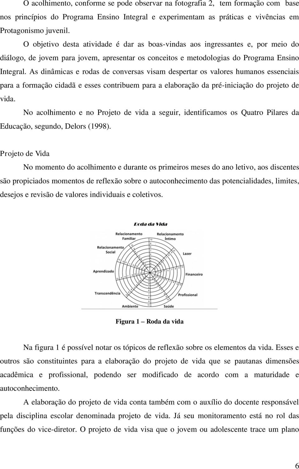 As dinâmicas e rodas de conversas visam despertar os valores humanos essenciais para a formação cidadã e esses contribuem para a elaboração da pré-iniciação do projeto de vida.