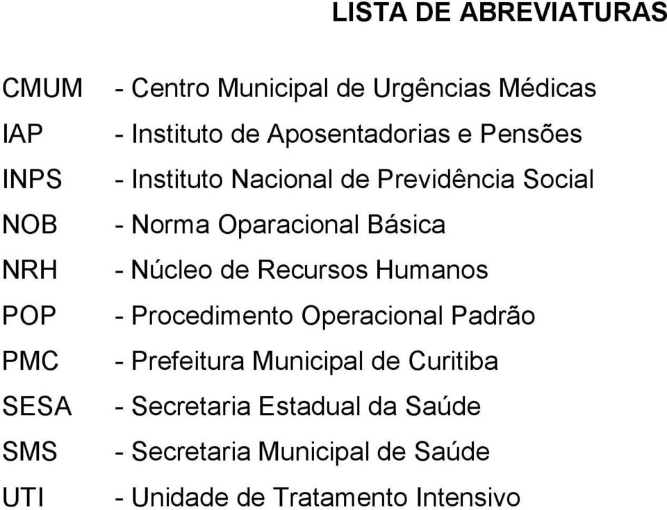 Oparacional Básica - Núcleo de Recursos Humanos - Procedimento Operacional Padrão - Prefeitura