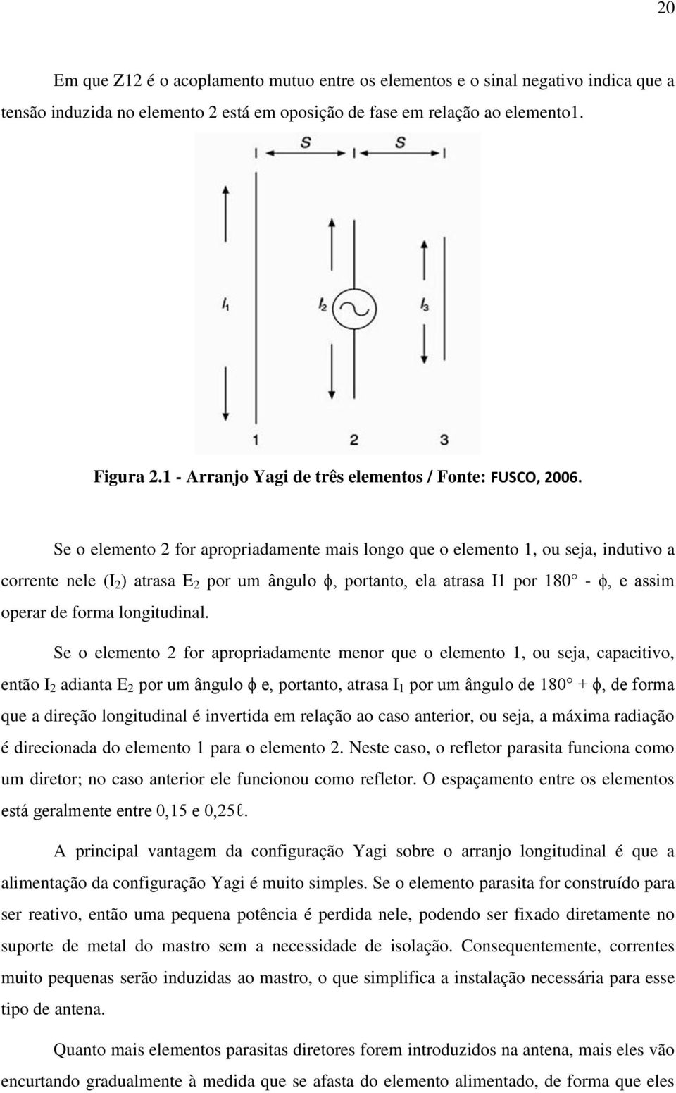 Se o elemento 2 for apropriadamente mais longo que o elemento 1, ou seja, indutivo a corrente nele (I 2 ) atrasa E 2 por um ângulo ϕ, portanto, ela atrasa I1 por 180 - ϕ, e assim operar de forma