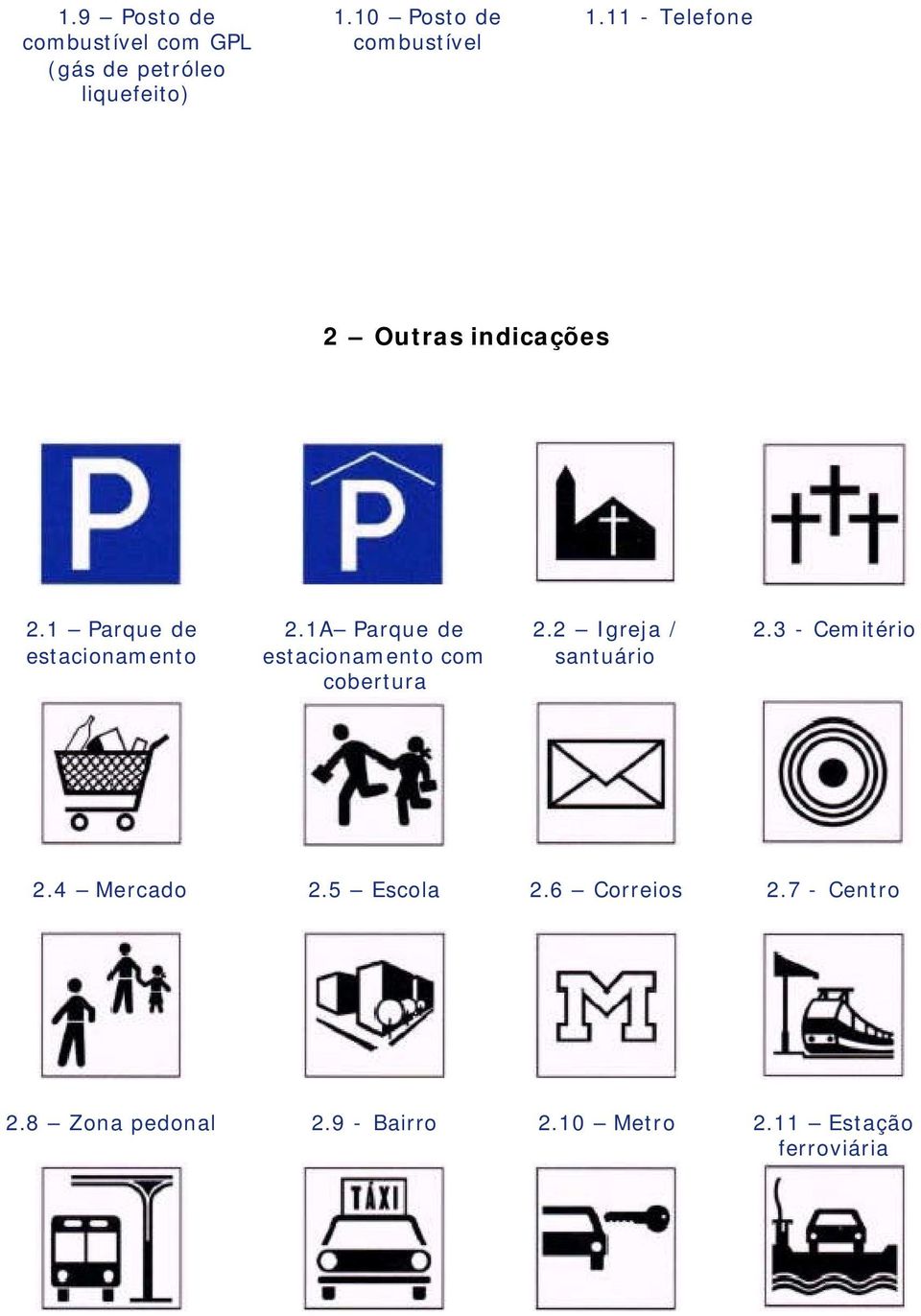 1 Parque de estacionamento 2.1A Parque de estacionamento com cobertura 2.