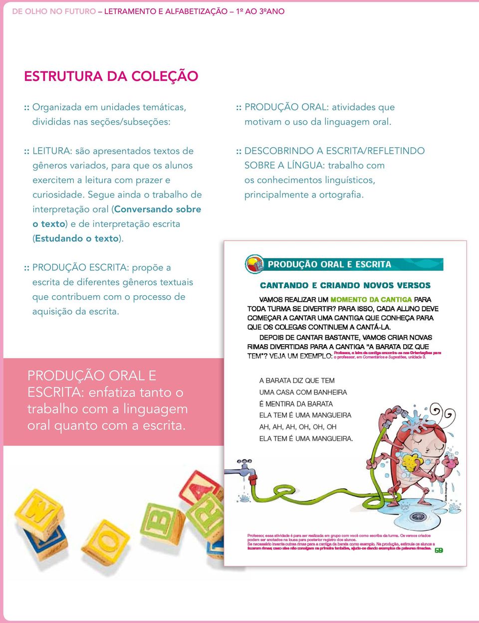 Segue ainda o trabalho de interpretação oral (Conversando sobre o texto) e de interpretação escrita (Estudando o texto).