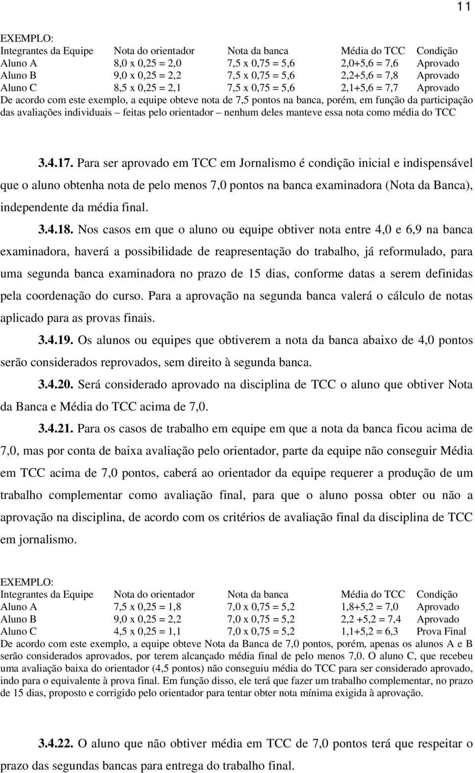 avaliações individuais feitas pelo orientador nenhum deles manteve essa nota como média do TCC 3.4.17.