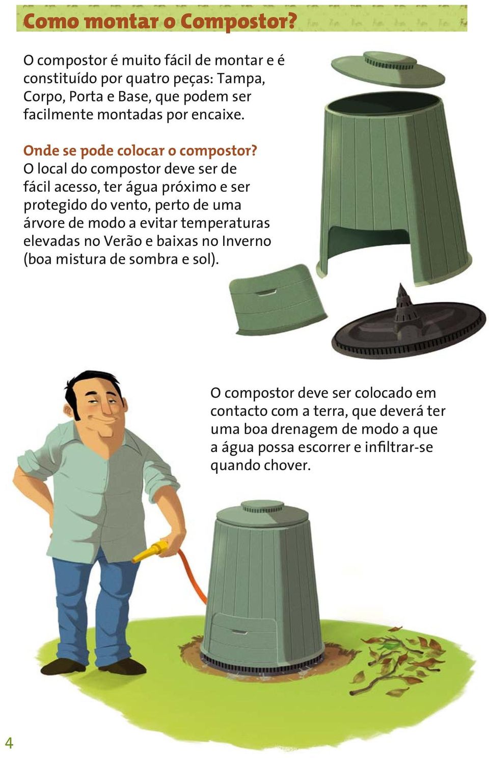 encaixe. Onde se pode colocar o compostor?