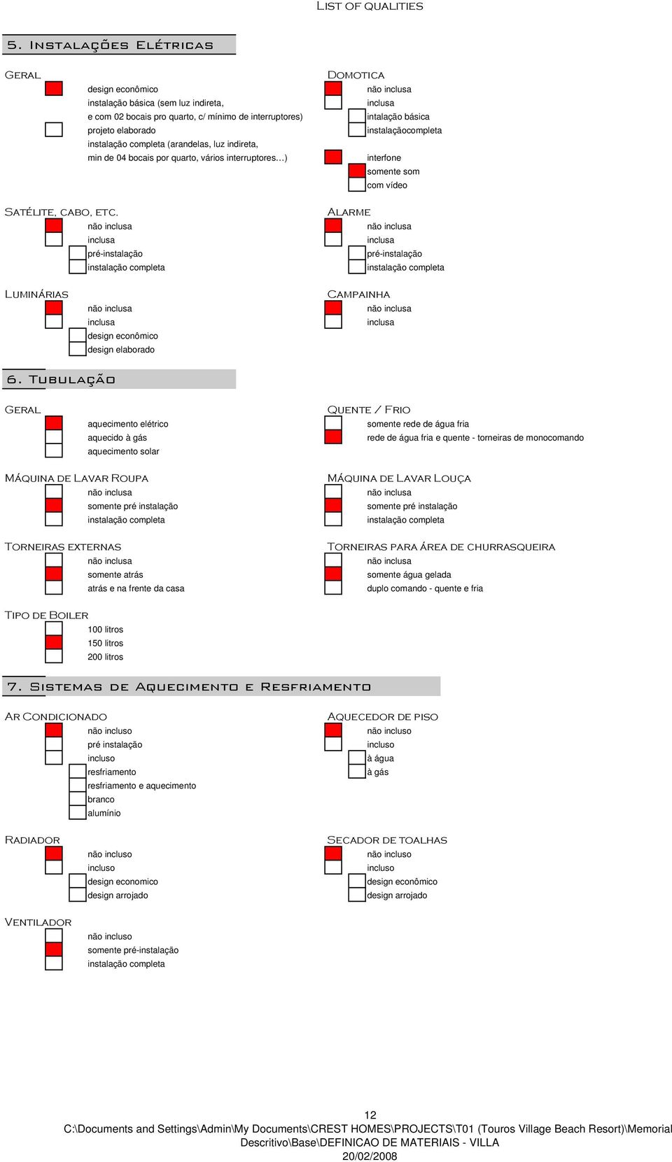 inclusa pré-instalação instalação completa Alarme inclusa pré-instalação instalação completa Luminárias inclusa Campainha inclusa 6.