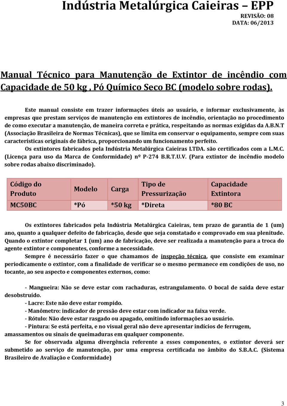 executar a manutenção, de maneira correta e prática, respeitando as normas exigidas da A.B.N.