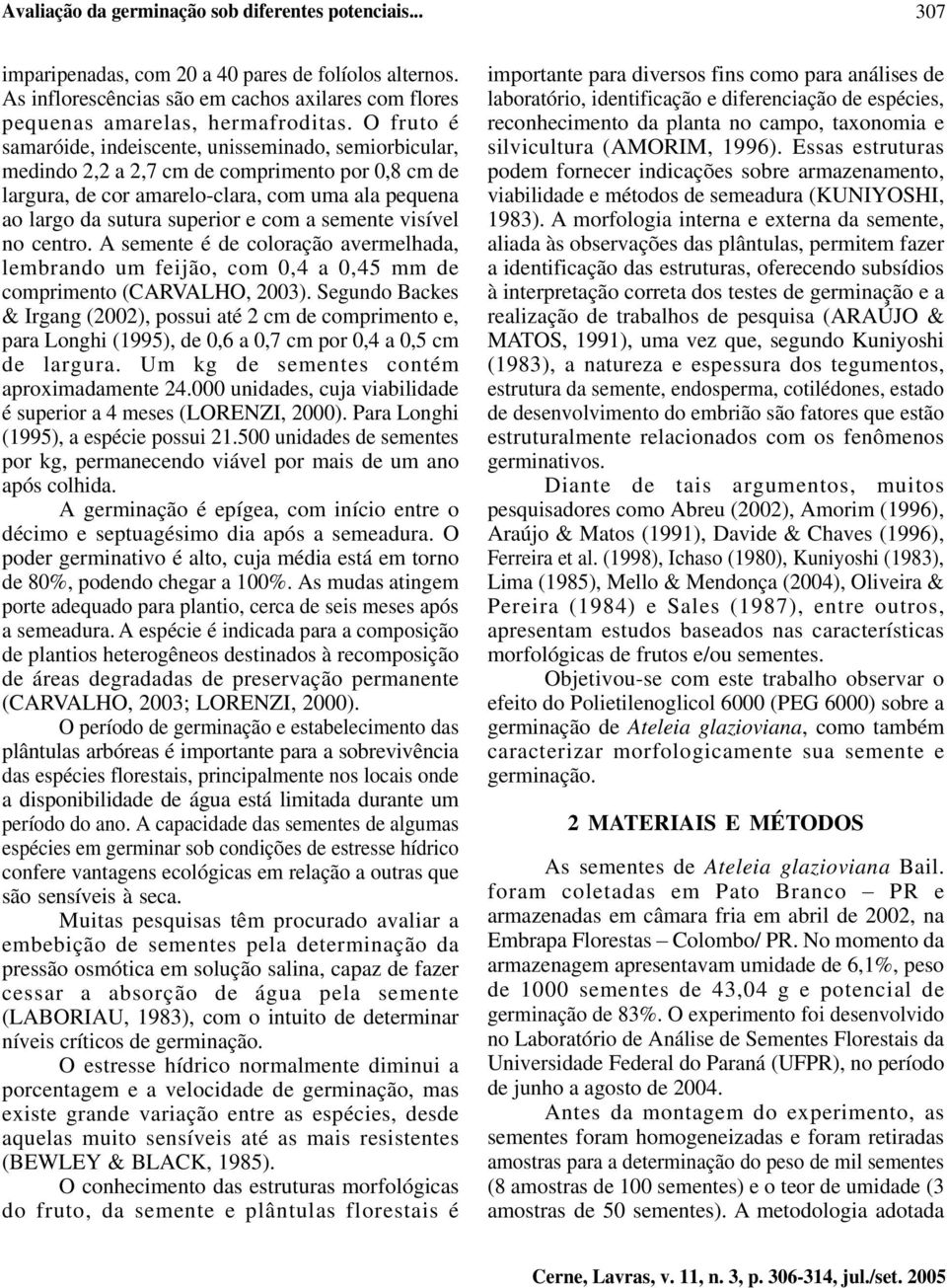 semente visível no centro. A semente é de coloração avermelhada, lembrando um feijão, com 0,4 a 0,45 mm de comprimento (CARVALHO, 2003).