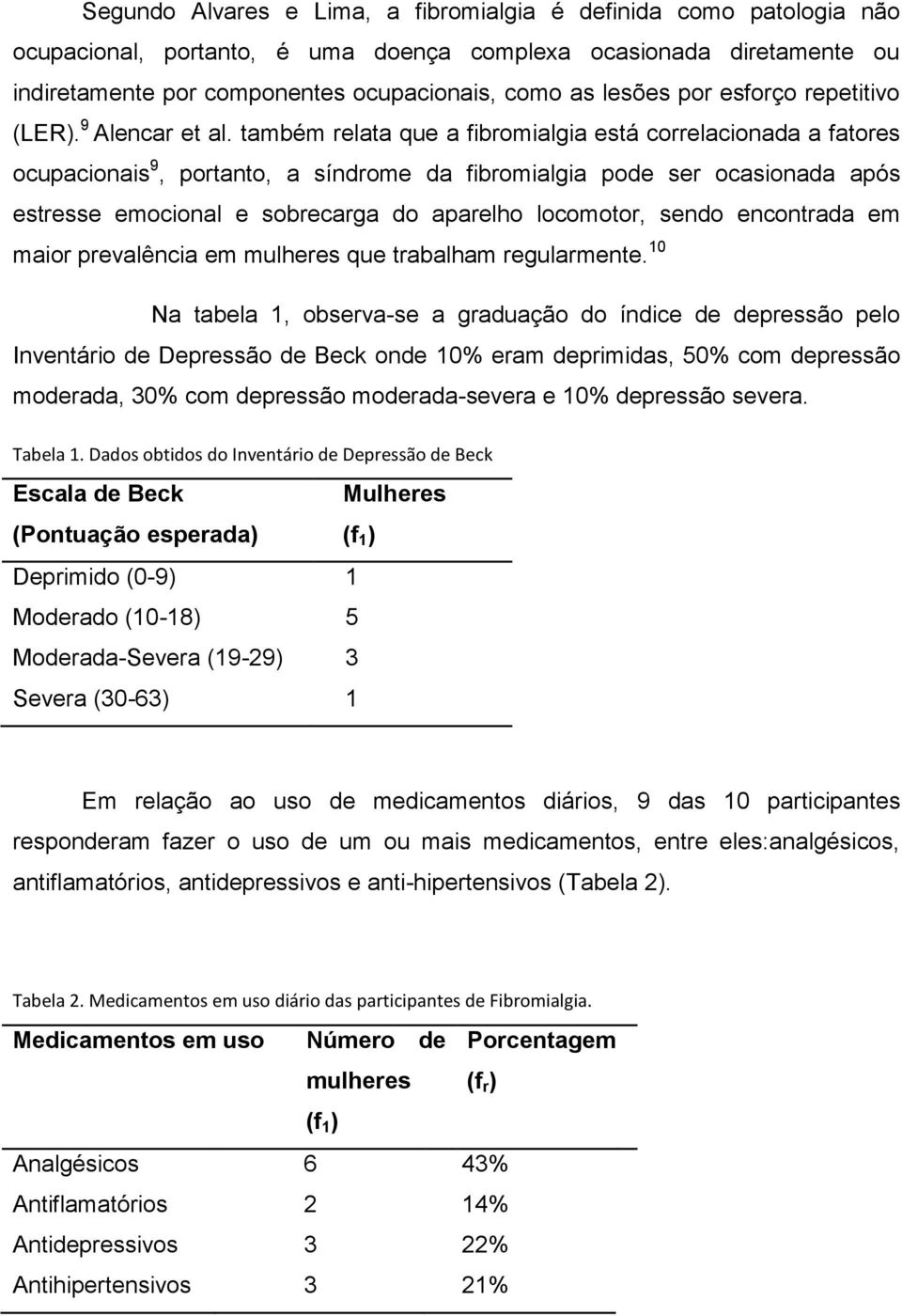 também relata que a fibromialgia está correlacionada a fatores ocupacionais 9, portanto, a síndrome da fibromialgia pode ser ocasionada após estresse emocional e sobrecarga do aparelho locomotor,