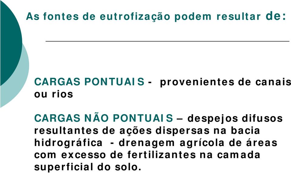 resultantes de ações dispersas na bacia hidrográfica - drenagem