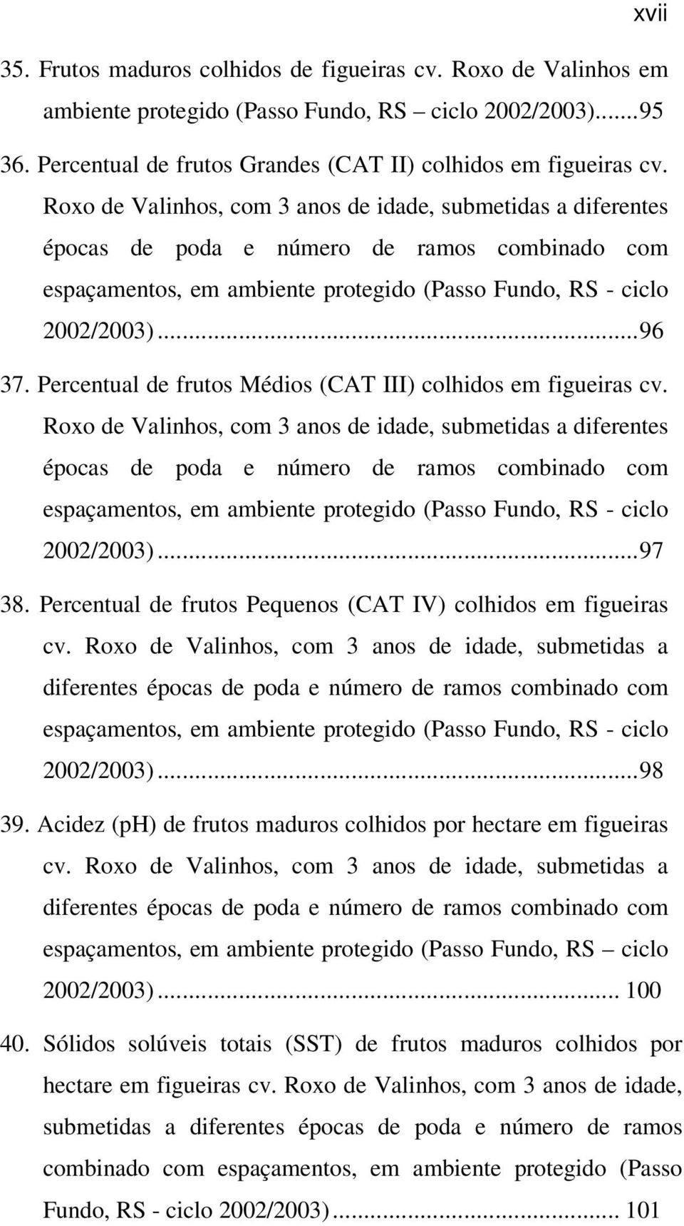 Percentual de frutos Médios (CAT III) colhidos em figueiras cv.