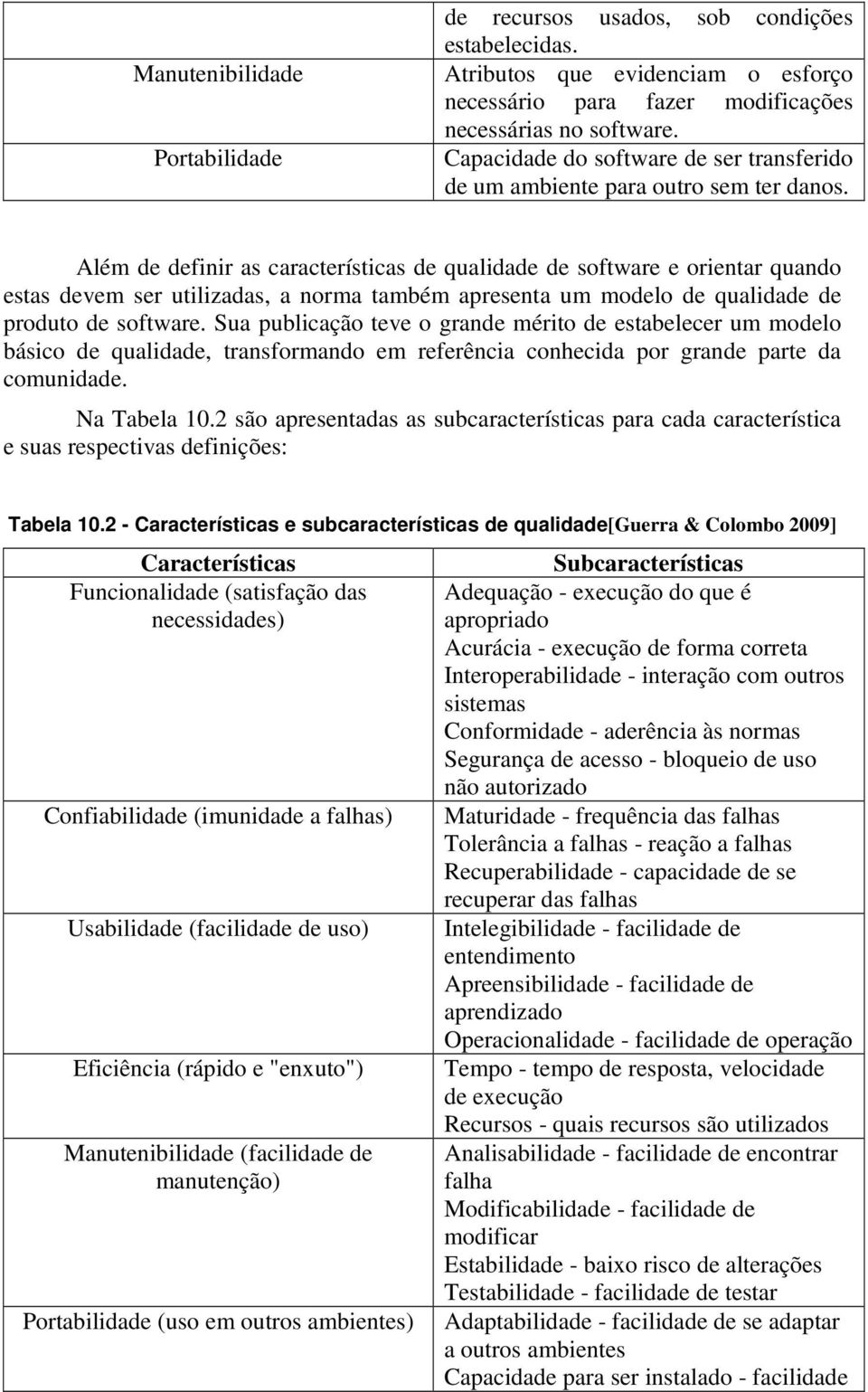 Além de definir as características de qualidade de software e orientar quando estas devem ser utilizadas, a norma também apresenta um modelo de qualidade de produto de software.