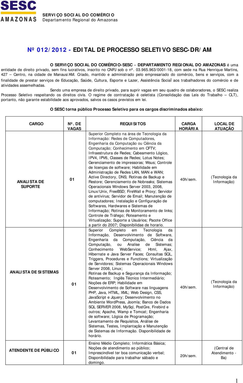 Criado, mantido e administrado pelo empresariado do comércio, bens e serviços, com a finalidade de prestar serviços de Educação, Saúde, Cultura, Esporte e Lazer, Assistência Social aos trabalhadores