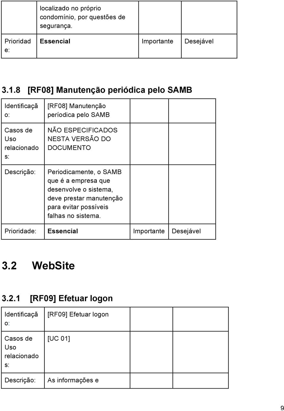 ESPECIFICADOS NESTA VERSÃO DO DOCUMENTO Periodicamente, o SAMB que é a empresa que desenvolve o sistema, deve prestar manutenção para