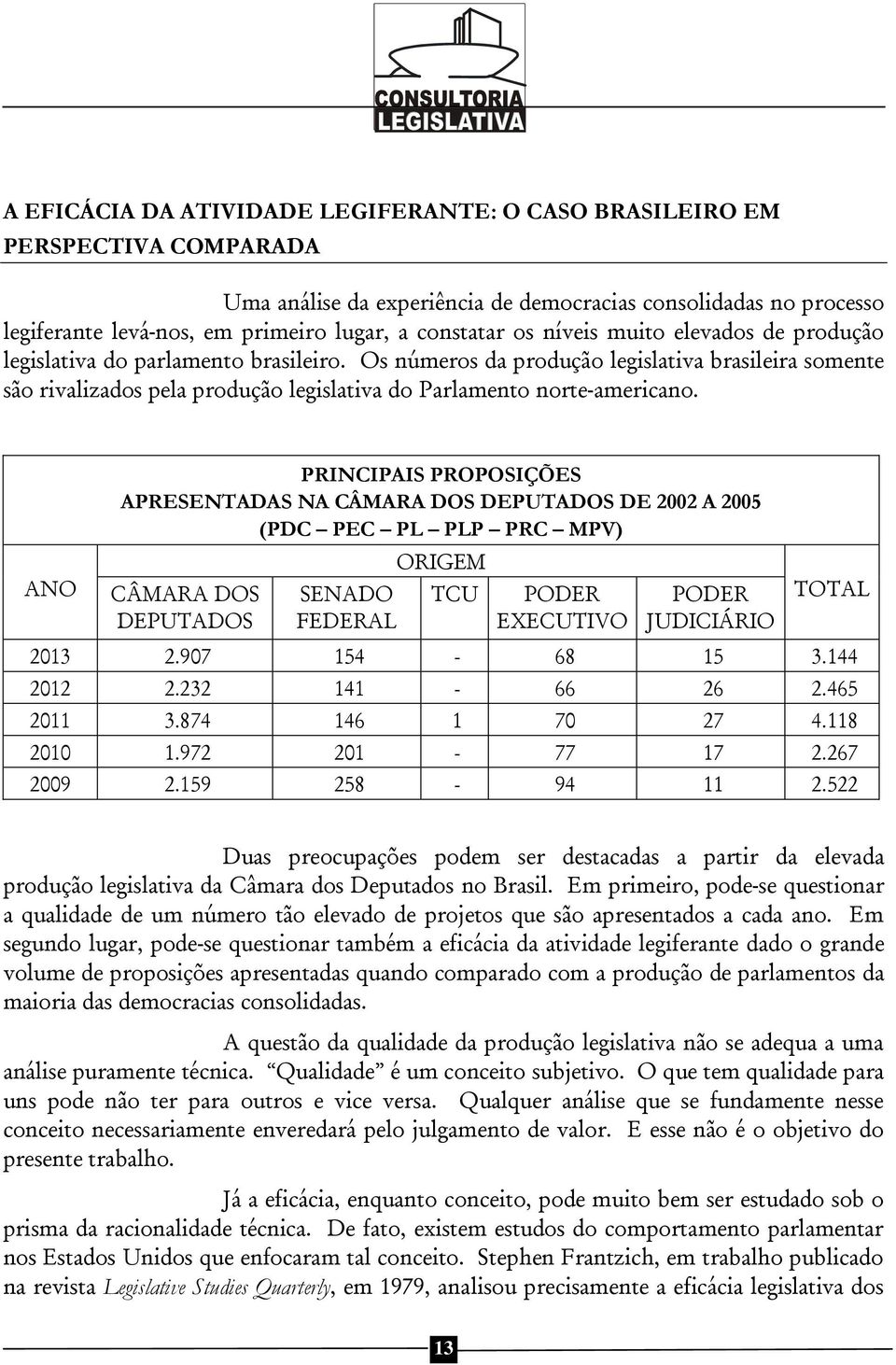 Os números da produção legislativa brasileira somente são rivalizados pela produção legislativa do Parlamento norte-americano.