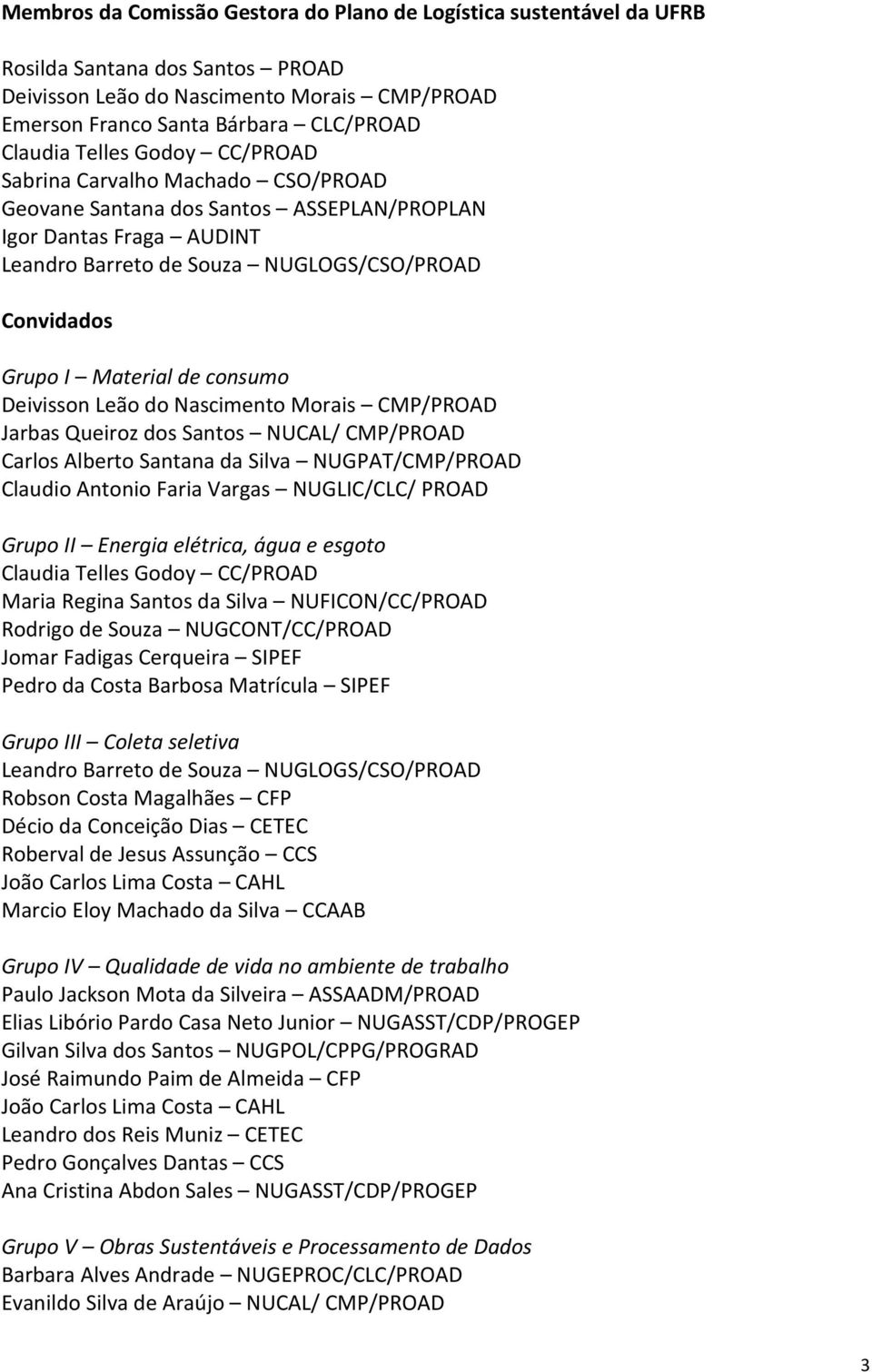 consumo Deivisson Leão do Nascimento Morais CMP/PROAD Jarbas Queiroz dos Santos NUCAL/ CMP/PROAD Carlos Alberto Santana da Silva NUGPAT/CMP/PROAD Claudio Antonio Faria Vargas NUGLIC/CLC/ PROAD Grupo