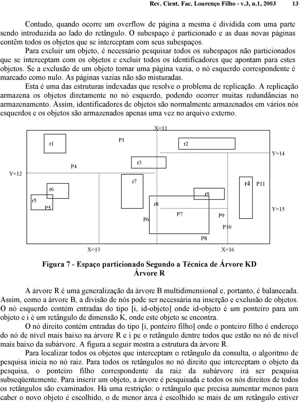 Para excluir um objeto, é necessário pesquisar todos os subespaços não particionados que se interceptam com os objetos e excluir todos os identificadores que apontam para estes objetos.