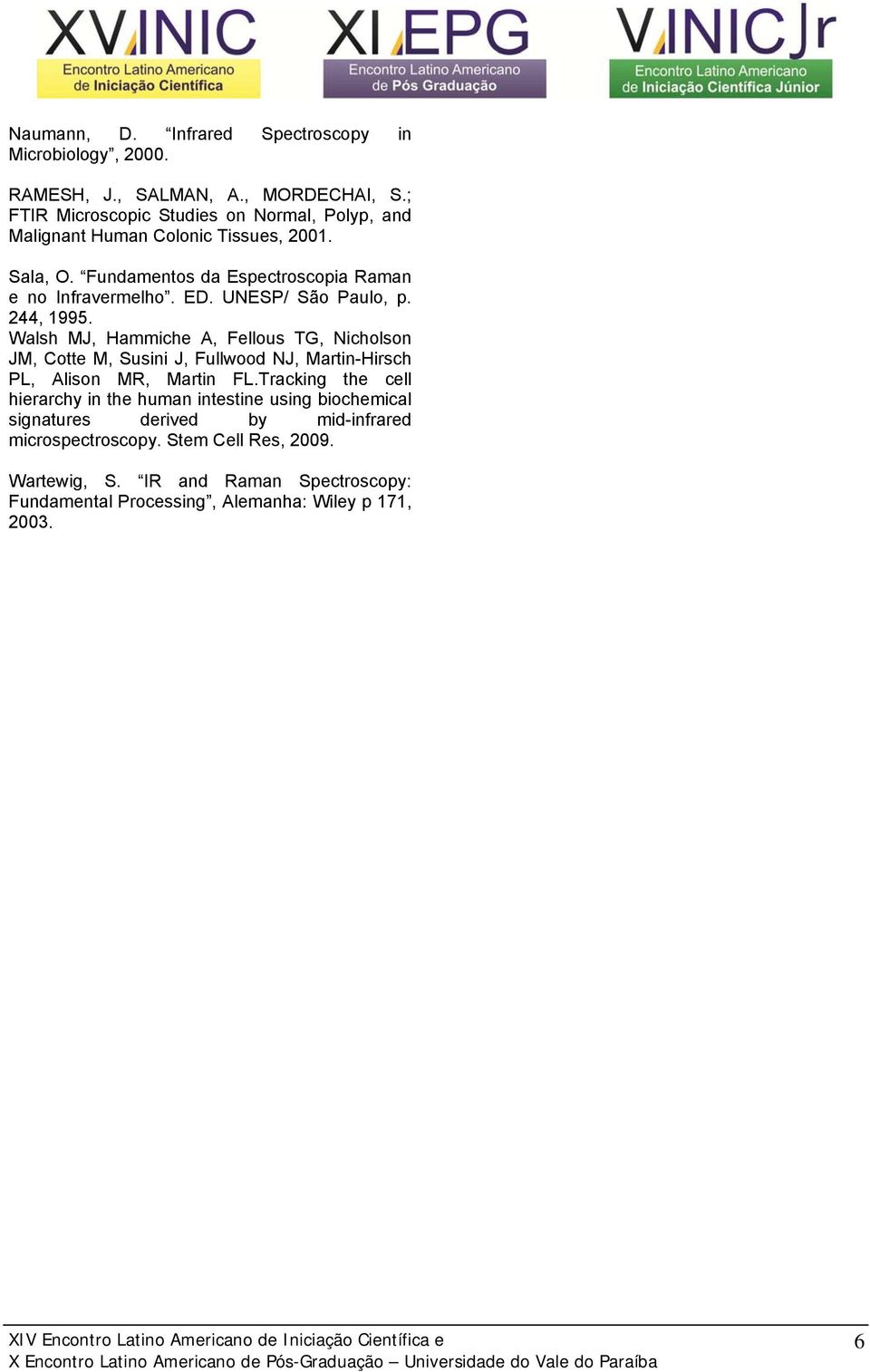 UNESP/ São Paulo, p. 244, 1995. Walsh MJ, Hammiche A, Fellous TG, Nicholson JM, Cotte M, Susini J, Fullwood NJ, Martin-Hirsch PL, Alison MR, Martin FL.