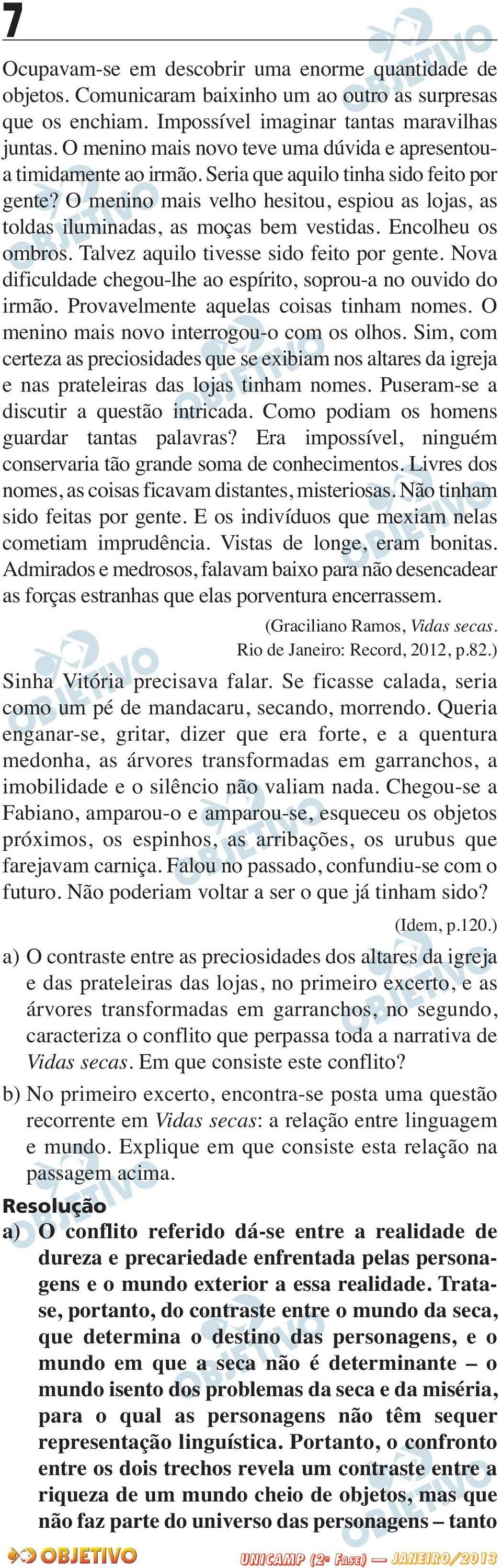 O menino mais velho hesitou, espiou as lojas, as toldas iluminadas, as moças bem vestidas. Encolheu os ombros. Talvez aquilo tivesse sido feito por gente.