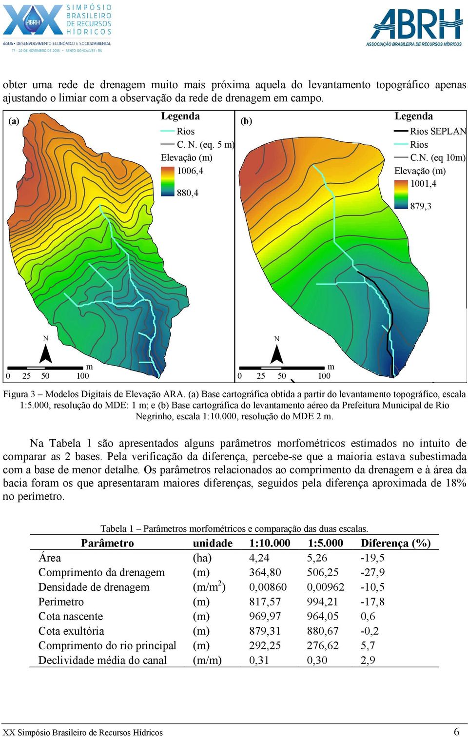 (a) Base cartográfica obtida a partir do levantaento topográfico, escala 1:5.