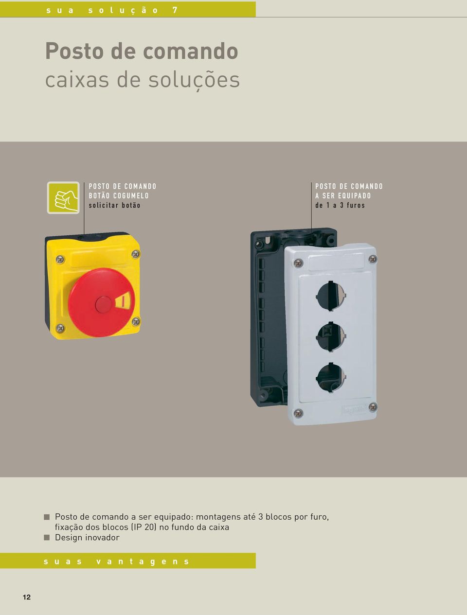 furos Posto de comando a ser equipado: montagens até 3 blocos por furo,