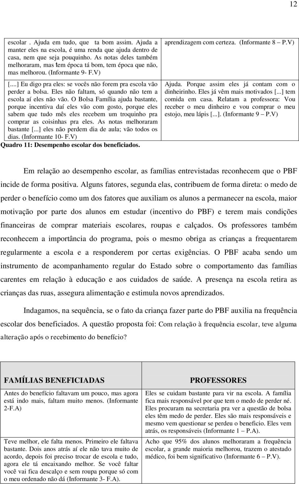 Eles não faltam, só quando não tem a escola aí eles não vão.